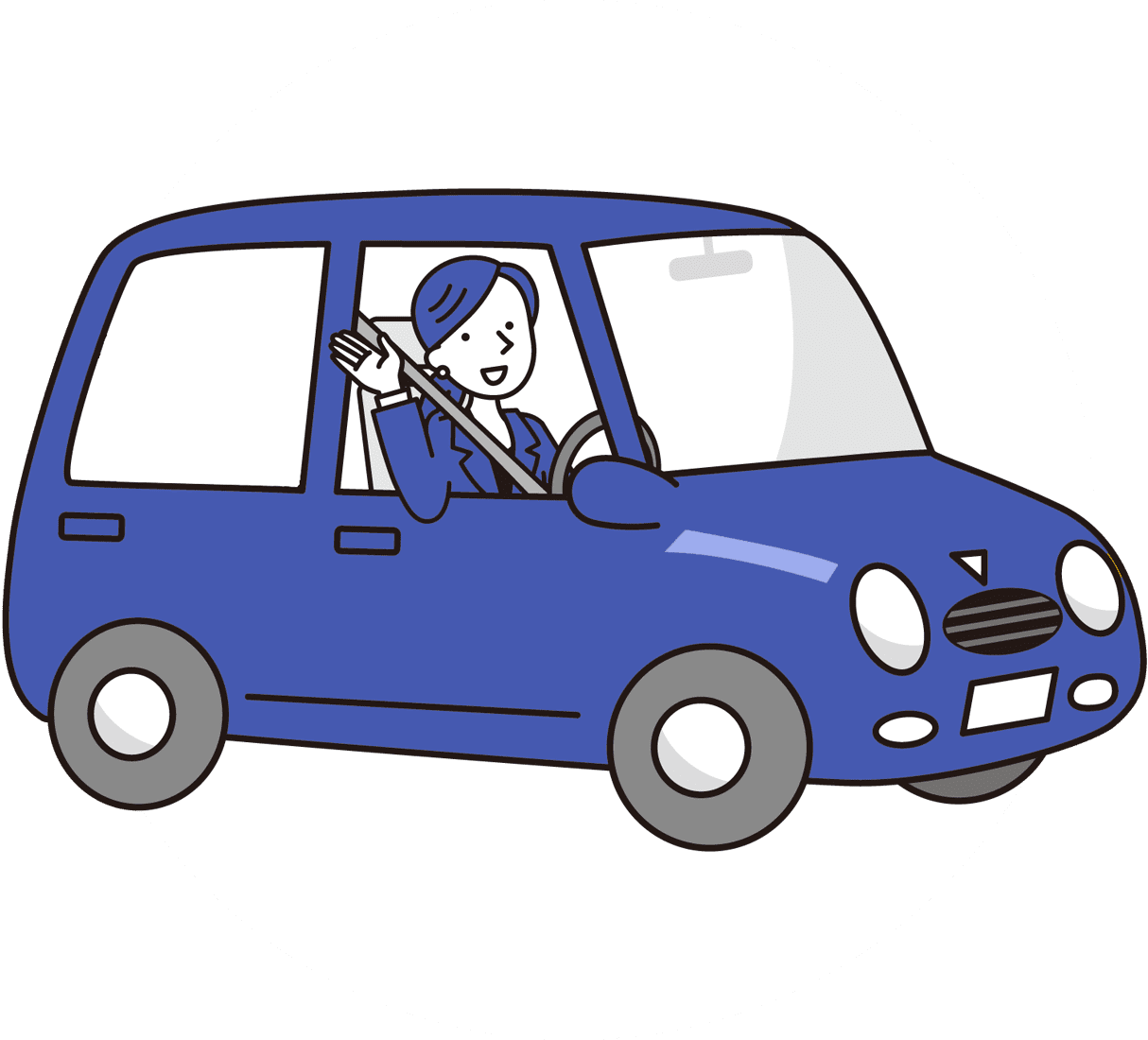 自動車に乗る施術スタッフのイラスト