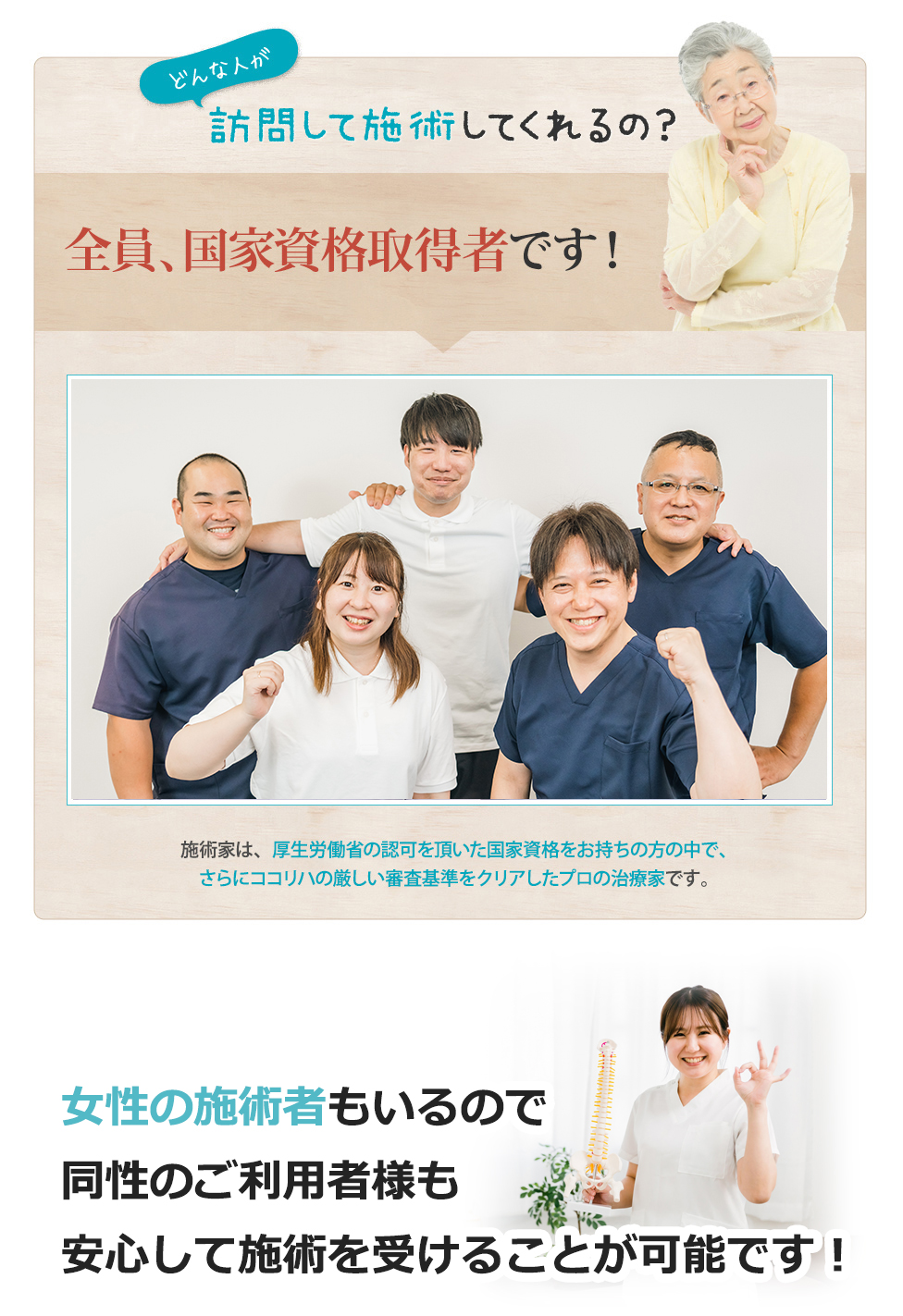 どんな人が訪問して施術してくれるの？